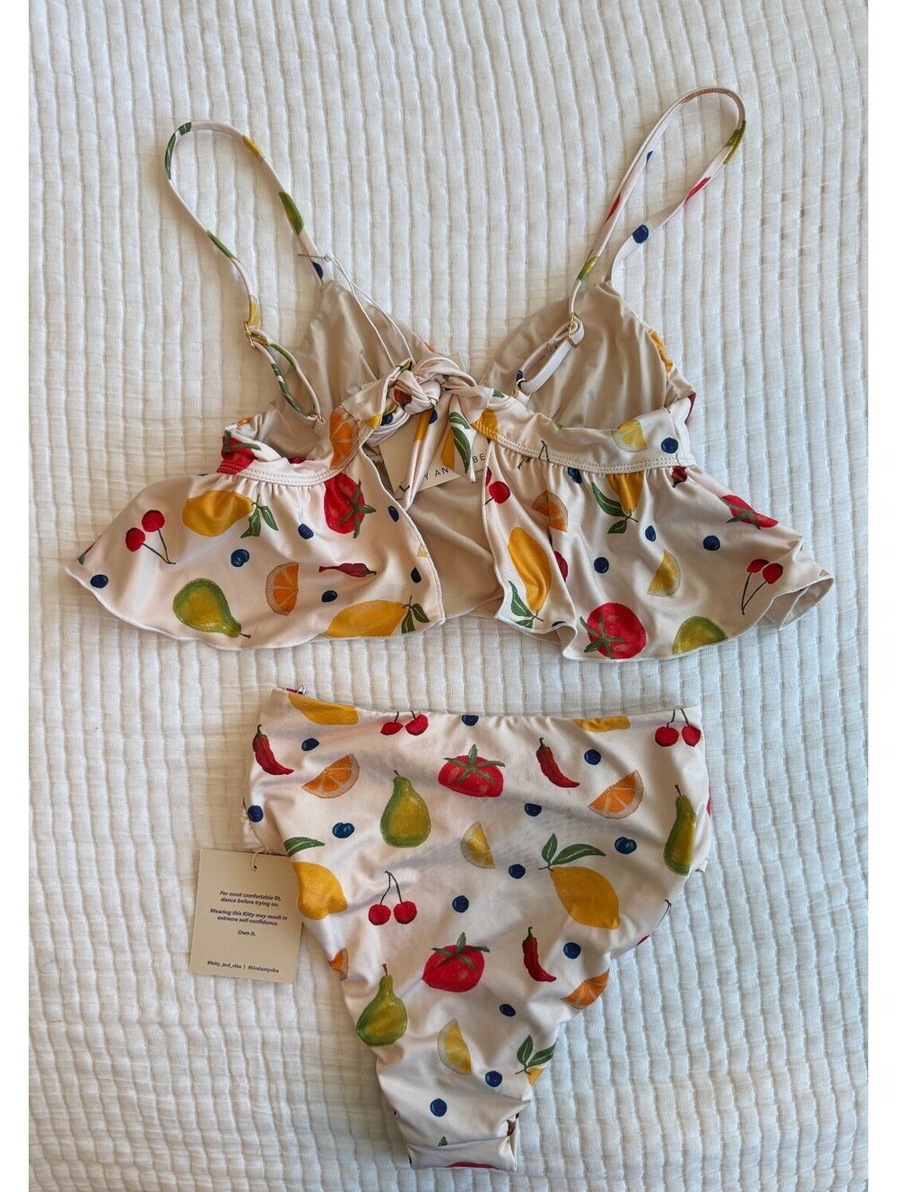 NWT Kitty and Vibe Fruit Print Ruffle Bikini Set XS High Waisted - Picture 3 of 5